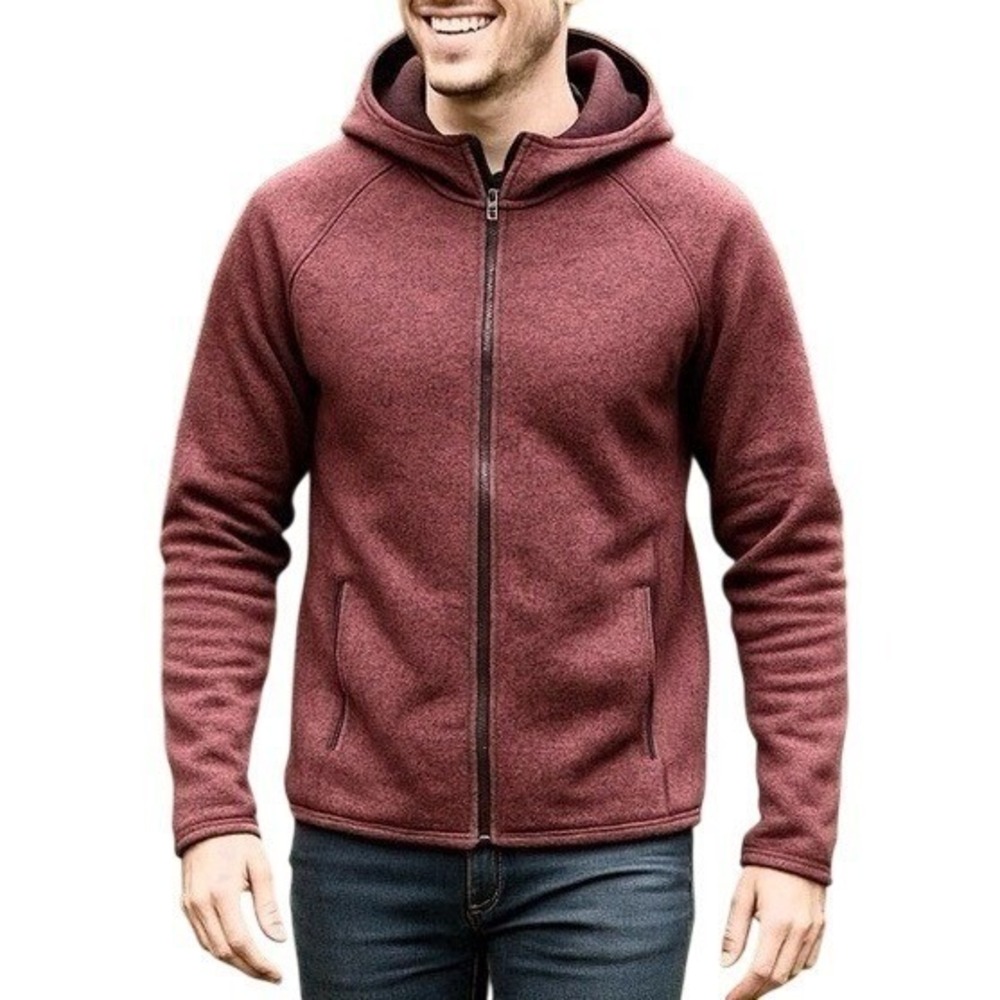 Tek Gear Maroon Hooded Pullover Zip Up Jacket